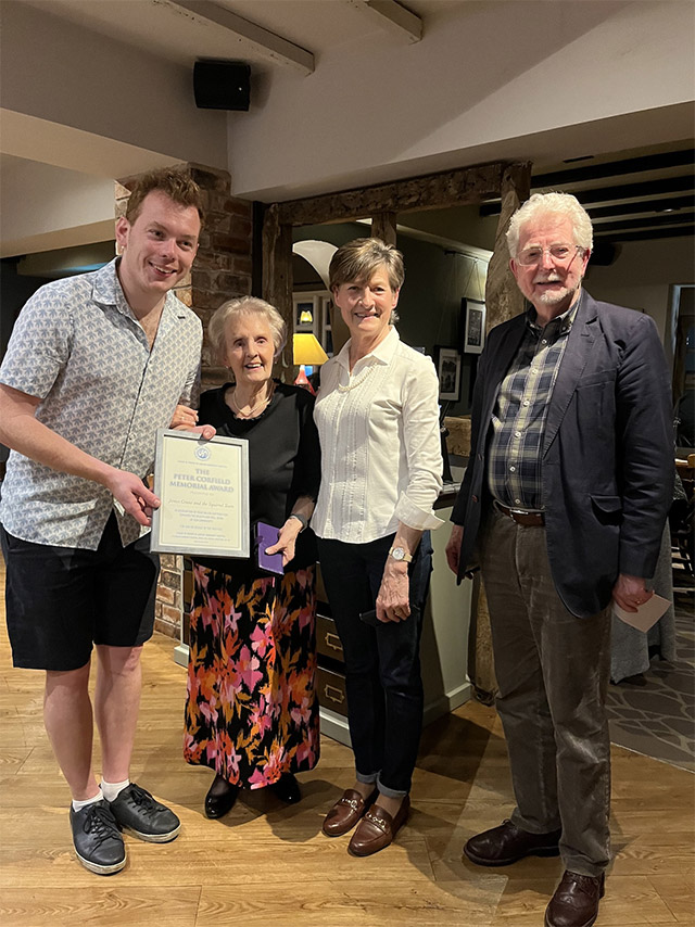 Presentation of Peter Corfield Memorial award to James Grant of The Squirrel pub